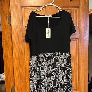 Nemidor Black and White Patterned Dress, floor length